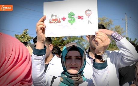 Erbil Üniversitesi Tıp Fakültesi öğrencileri protestosu...