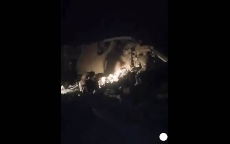Bombardıman sonrası çekilen bir videonun ekran görüntüsü