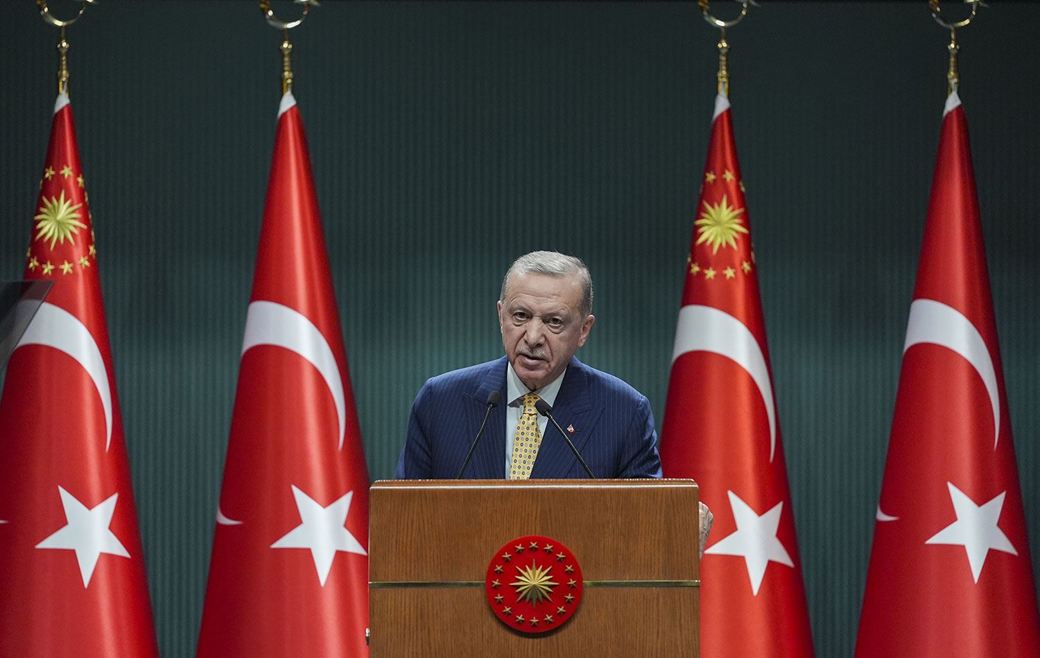 Türkiye Cumhurbaşkanı Erdoğan kabine toplantısı sonrası açıklamalarda bulundu. / AA