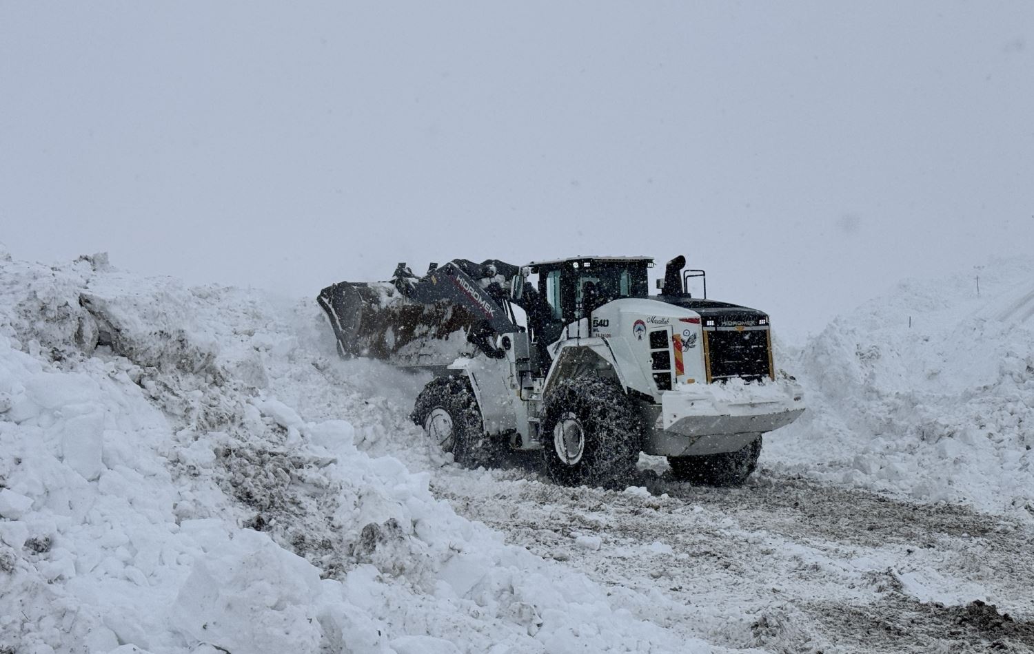 راماڵینی بەفر لەسەر رێگەیەکی جۆلەمێرگ، وێنە: AA