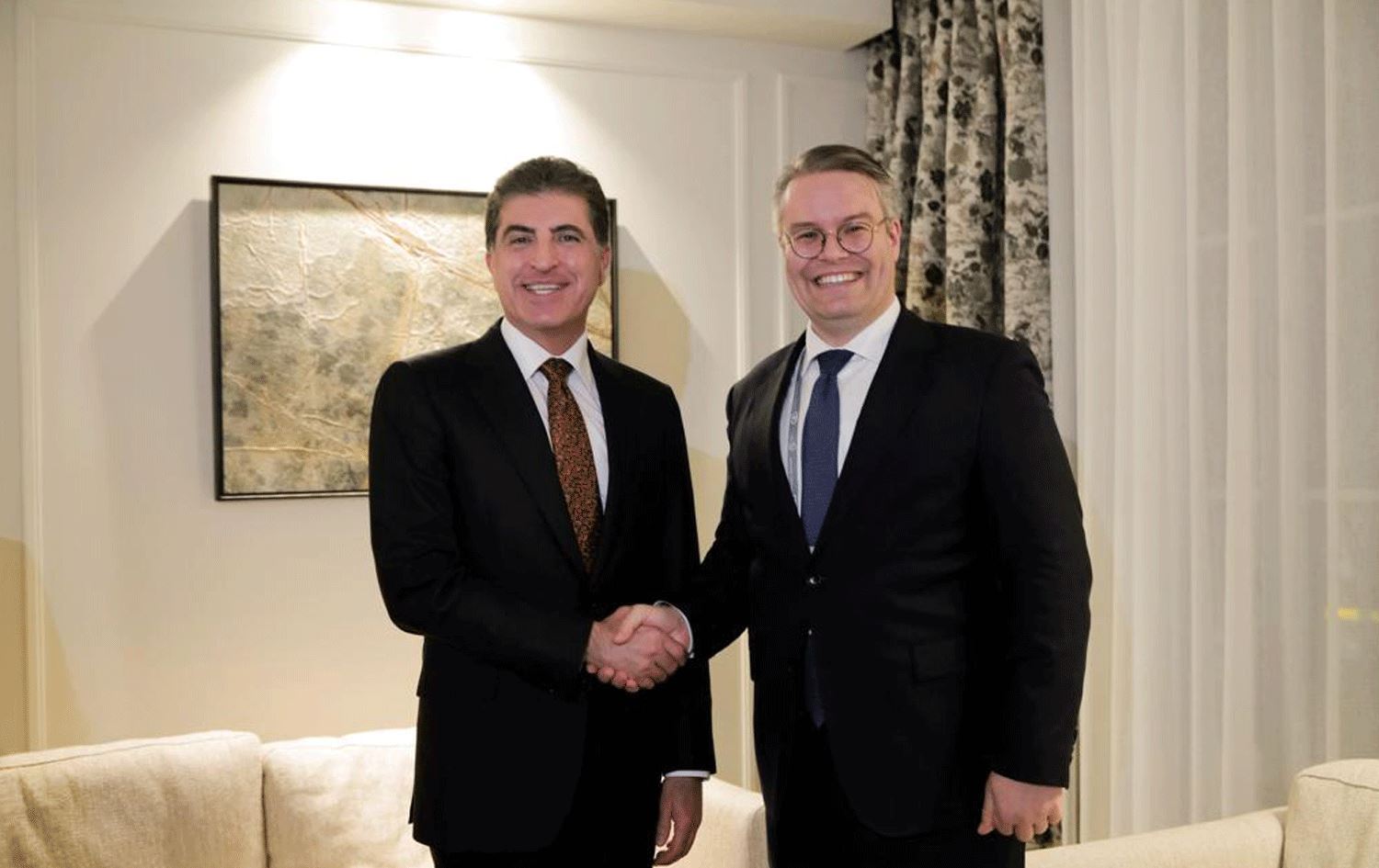 Nêçîrvan Barzanî û Tobias Lindner / Wêne: Serokatiya Herêma Kurdistanê