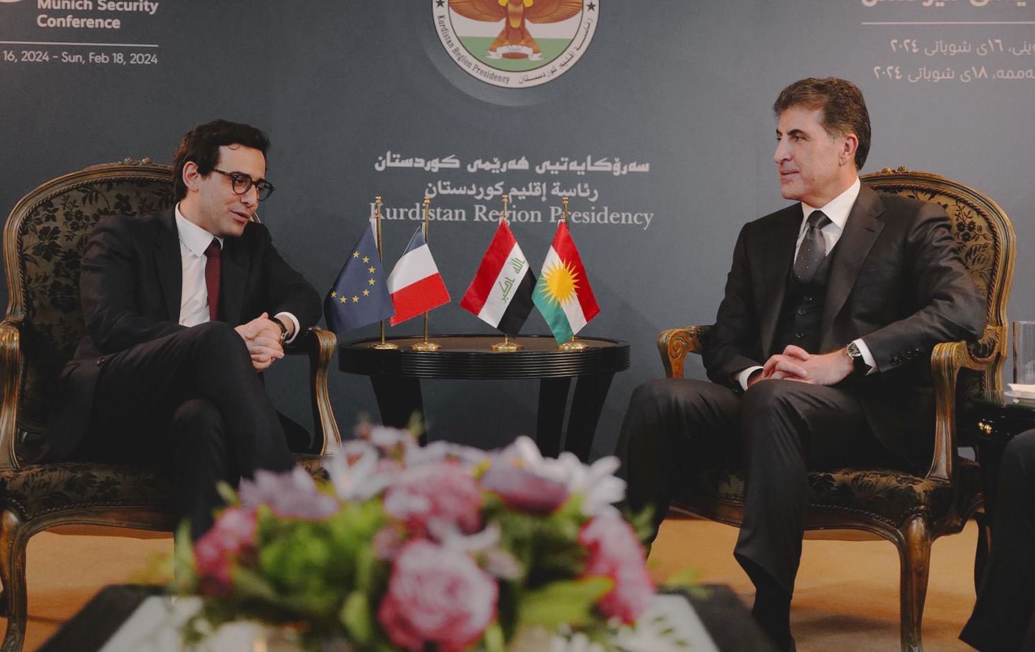  Kürdistan Bölgesi Başkanı Neçirvan Barzani & Fransa Dışişleri Bakanı Stephane Sejourne 