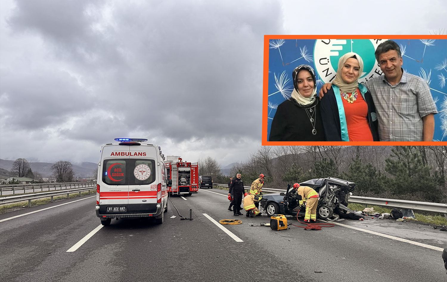 Kaza olay yeri ve hayatını kaybeden aile üyeleri