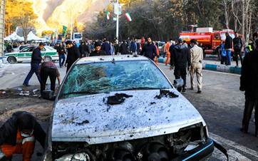 The aftermath of an Islamic State (ISIS) attack in Iran's southeastern Iran’s Kerman province on January 4, 2024. Photo: AP