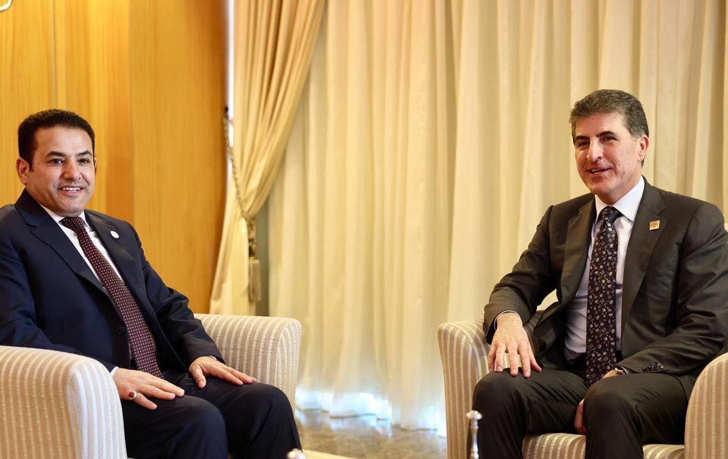 Qasim Erecî û Nêçîrvan Barzanî / Wêne: Ofîsa Şêwrimendê Ewlehiya Neteweyî ya Îraqê