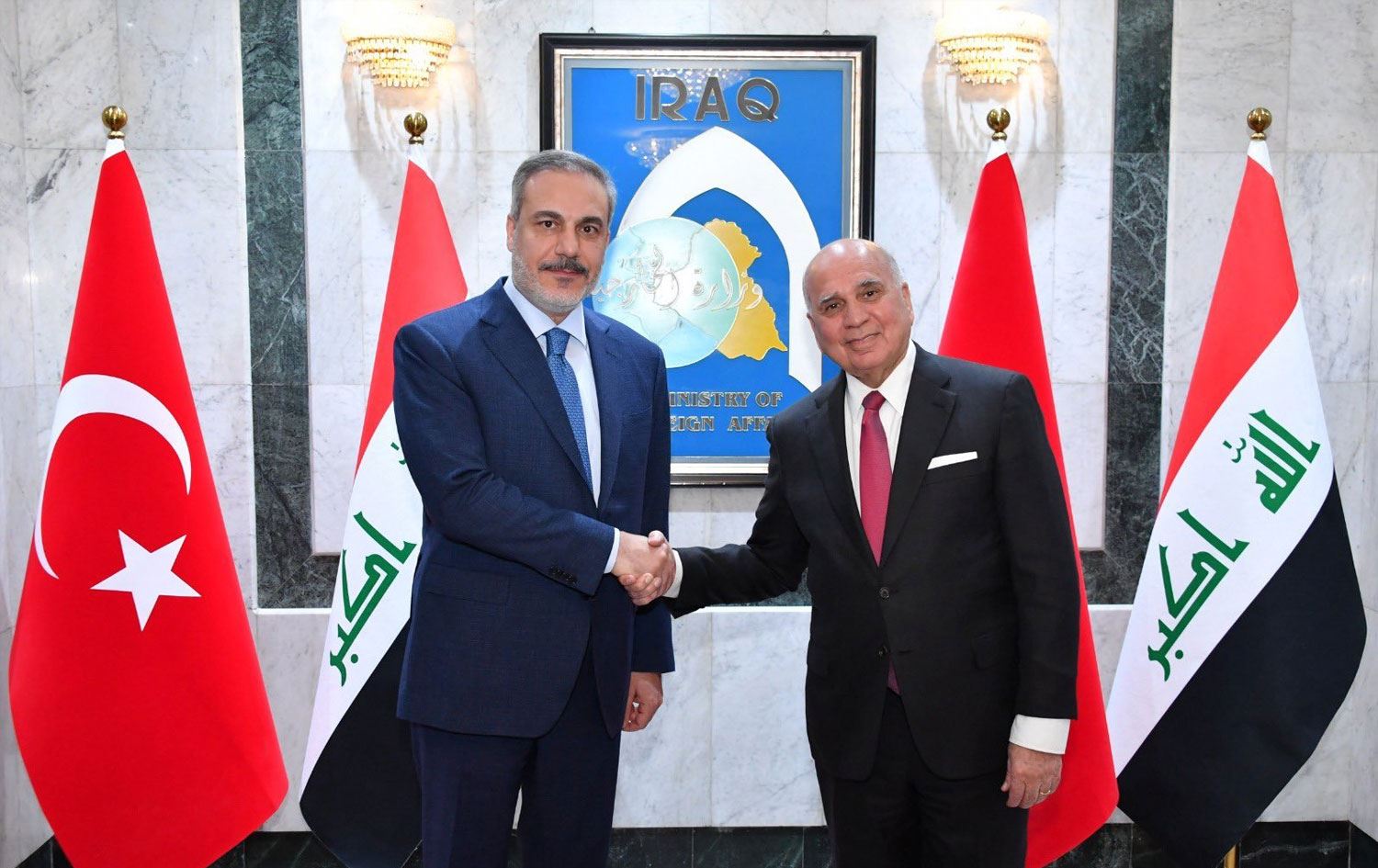 Irak Dışişleri Bakanı Fuad Hüseyin, Bağdat’ta Türk mevkidaşı Hakan Fidan ile bir araya geldi