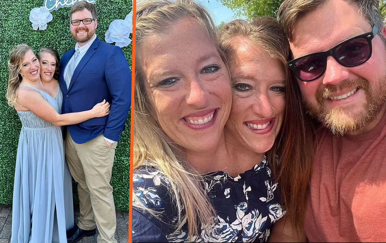 Yapışık ikizler Abby ve Brittany Hensel ile ABD Ordusu gazisi Josh Bowling