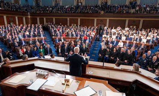 24 Mart 2024'te ABD kongresinde Joe Biden senatörlere hitap ediyor Foto: AFP