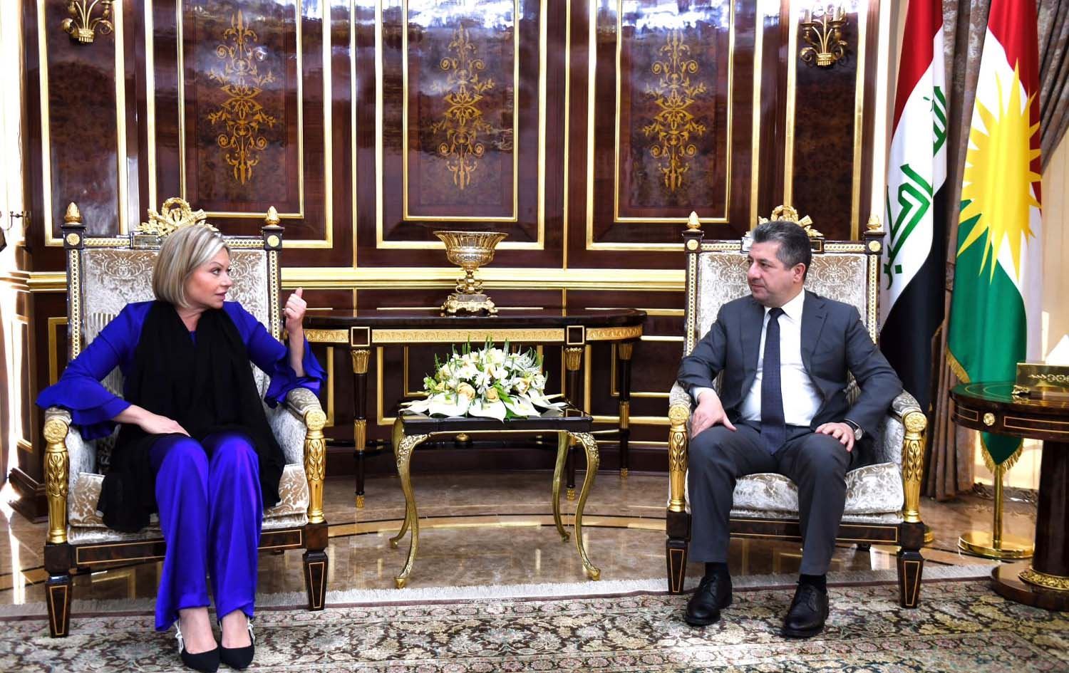 Nûnera Taybet a Neteweyên Yekbûyî ya Îraqê Jeanine Hennis-Plasschaertê û Mesrûr Barzanî 