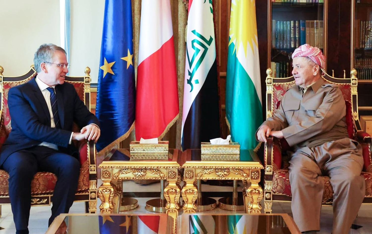 Serok Barzanî bi Balyozê Fransayê yê Îraqê re civiya / Wêne: Baregeha Barzanî