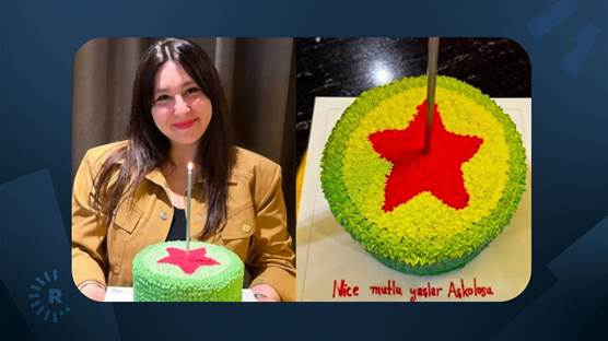 صورة ياسمين صقالي أوغلو مع الكعكة