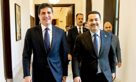 رئيس اقليم كوردستان نيجيرفان بارزاني ورئيس الوزراء العراقي محمد شياع السوداني
