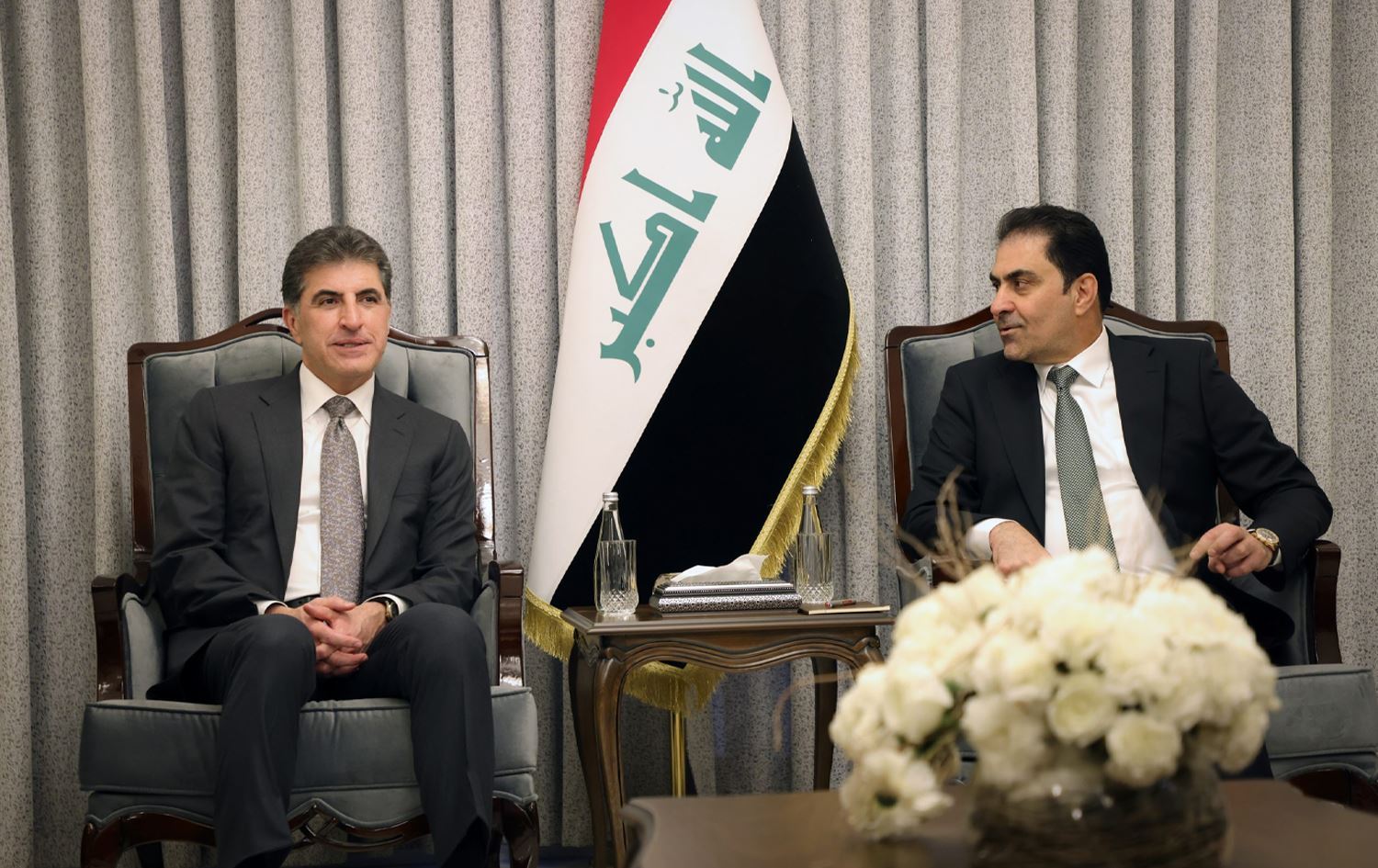 Nêçîrvan Barzanî û Muhsîn Mendelawî civiyan / Wêne: Serokatiya Herêma Kurdistanê