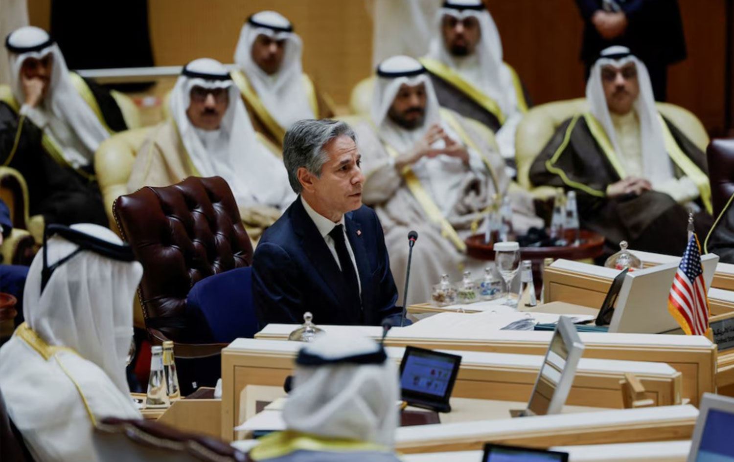 ABD Dışişleri Bakanı Blinken, Mısır, Ürdün, Suudi Arabistan, Katar, BAE ve Filistin Yönetimi'nden temsilcilerle ABD-Arap Quint Toplantısına katıldı / Foto: Reuters