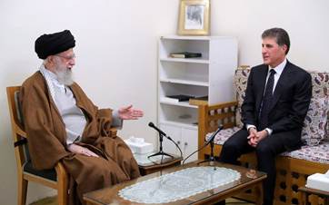 Kurdistan Region President Nechirvan Barzani (right) in a meeting with Iranian Supreme Leader Ayatollah Ali Khamenei (left) in Tehran on May 6, 2024. Photo: Khamenei's office