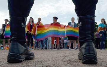 A gay pride rally in Saint Petersburg, Russia on August 12, 2017. Photo: Olga Maltseva/AFP