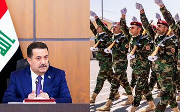 قوات البيشمركة ورئيس الوزراء العراقي محمد شياع السوداني
