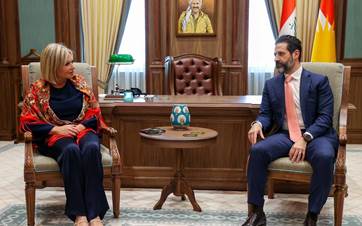 Qubad Talabani, deputy prime minister of Kurdistan Region, (right) meeting with UNAMI Chief Jeanine Hennis-Plasschaert on May 9, 2024. Photo: Qubad Talabani/X