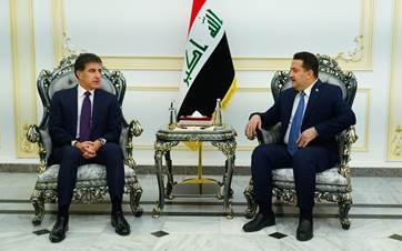 رئيس الوزراء العراقي محمد شياع السوداني ورئيس اقليم كوردستان نيجيرفان بارزاني