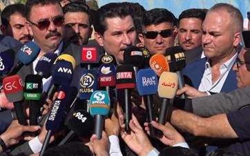 Shakhawan Abdullah, deputy speaker of the Iraqi parliament, speaking to reporters after leading a high-level parliamentary delegation to Kirkuk's Palkana village on May 15, 2024. Photo: Rudaw