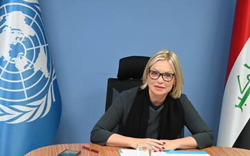 UNAMI Chief Jeanine Hennis-Plasschaert virtually briefs UN Security Council on May 16, 2024. Photo: UNAMI 