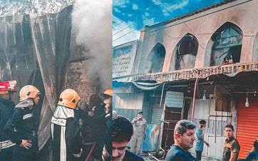 Scenes of Kirkuk's Ottoman-era Qaysari bazaar after a fire broke out and burned over 100 stores on May 19, 2024. Photo: Rudaw