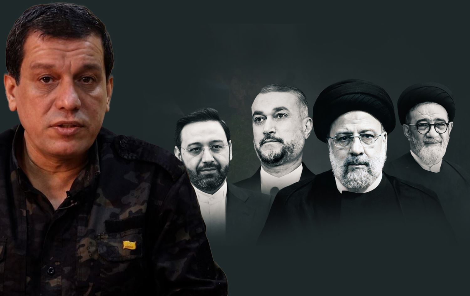 DSG Komutanı Mazlum Abdi'den Reisi için taziye mesajı / Foto: Rûdaw Grafik