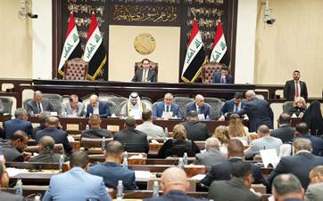 An Iraqi parliament session headed by first deputy speaker Muhsin al-Mandalawi on May 22, 2024. Photo: INA