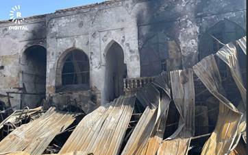 Fire in a Kirkuk bazaar on May 19, 2024. Photo: Rudaw 
