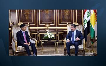 رئيس حكومة إقليم كوردستان مسرور بارزاني خلال استقباله سفير جمهورية كوريا الجنوبية لدى العراق تشوي سونغ سو
