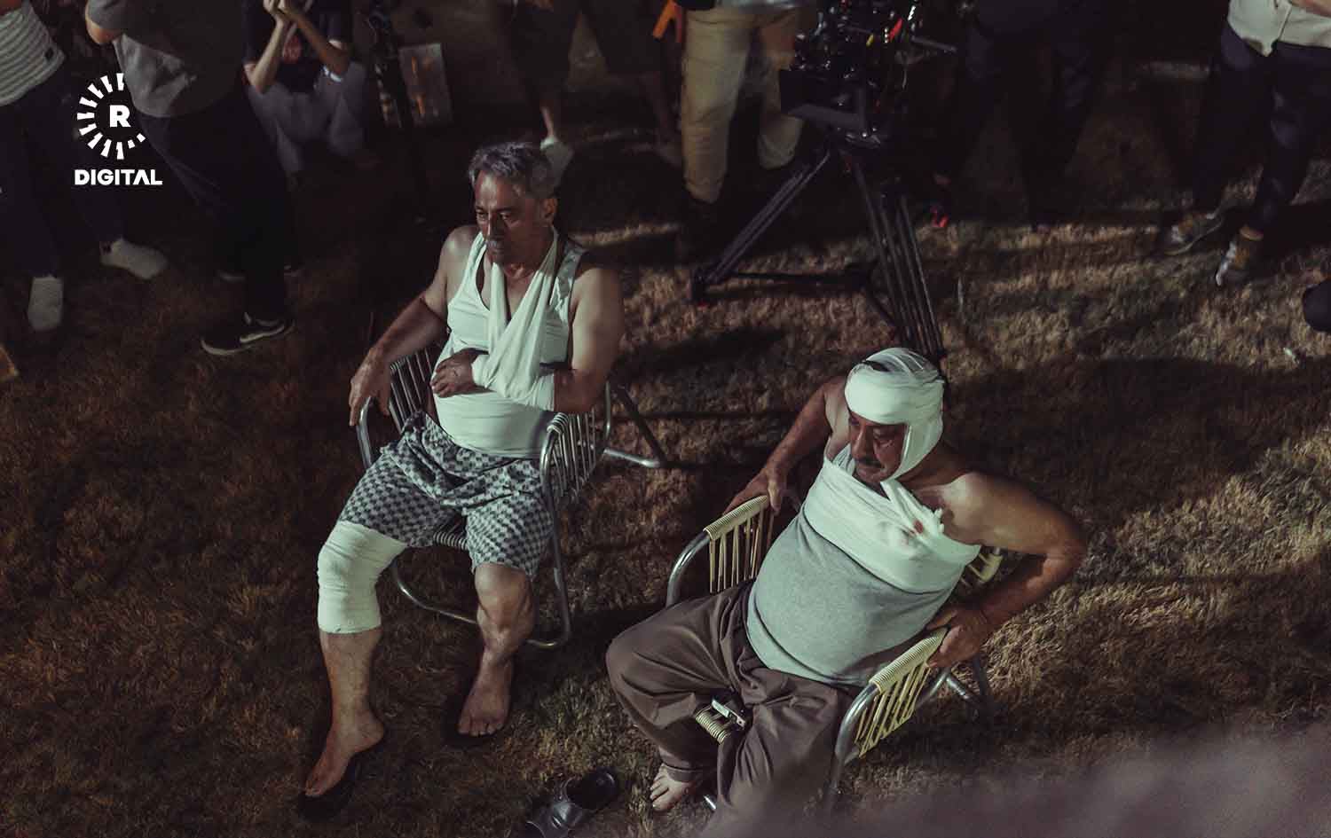 ماهیر حەسەن و ئەحمەد جۆڵا لە کاتی وێنەگرتنی فیلمەکە