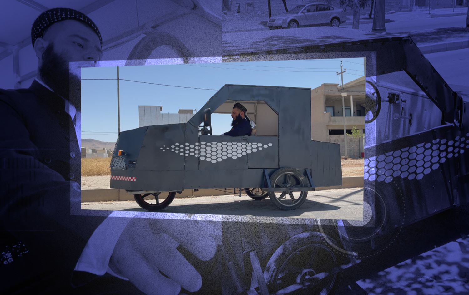 Mele Cîgir û otomobîla xwe/Wêne: Rûdaw Grafîk