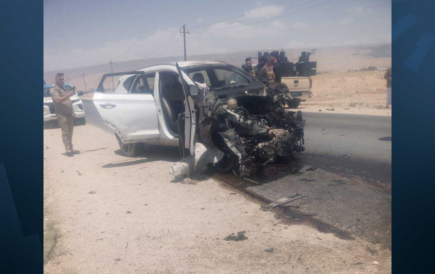 Şengal'de bombalanan otomobilin görüntüsü / Foto: Sosyal medya