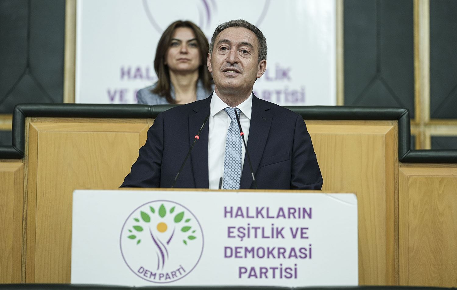 DEM Parti Eş Genel Başkanı Bakırhan, partisinin Meclis grubu toplantısında konuştu. / AA