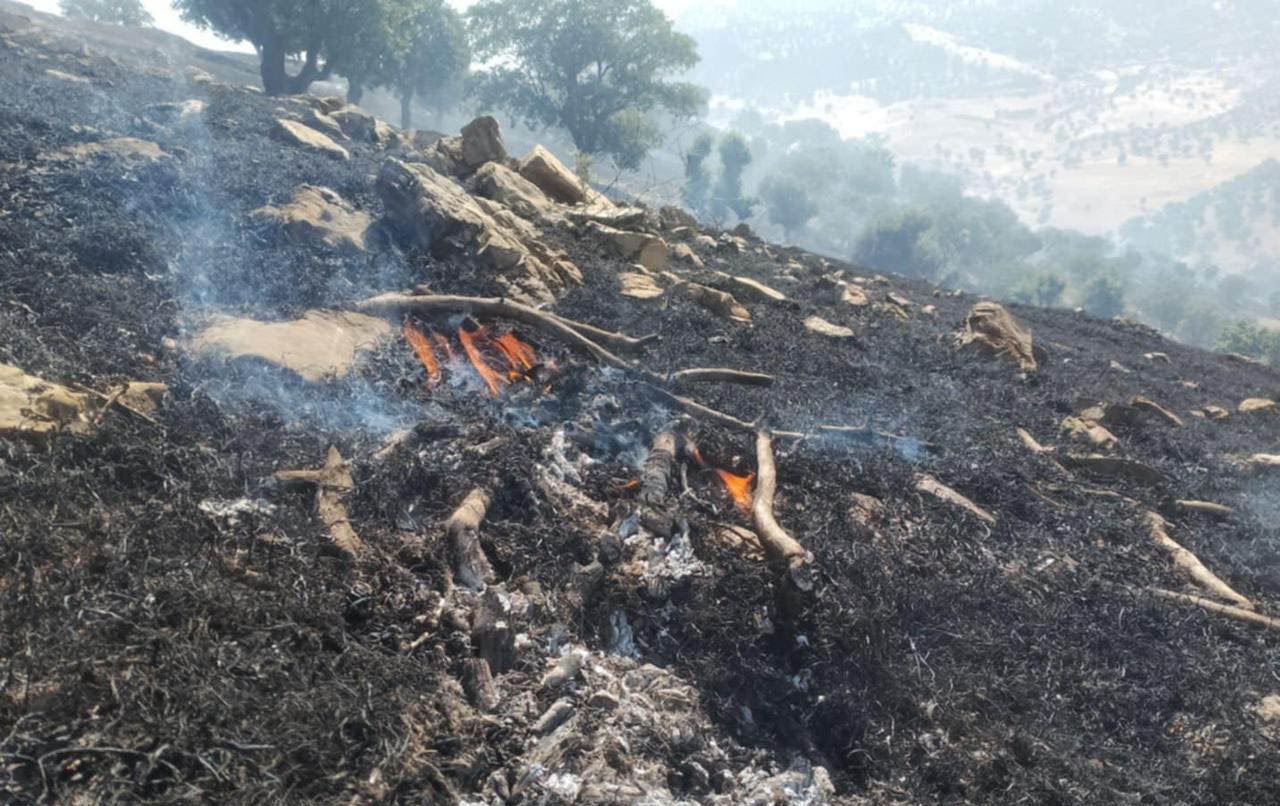 Bombalanan köyde yangın çıkdı