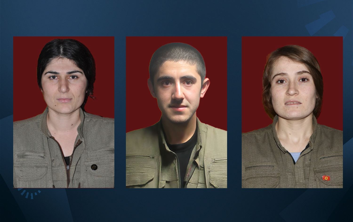 Benda Amed, Baran Xemlîn û Destîna Botan (Ji milê çepê ve) / Wêne: HPG-Rûdaw Grafîk