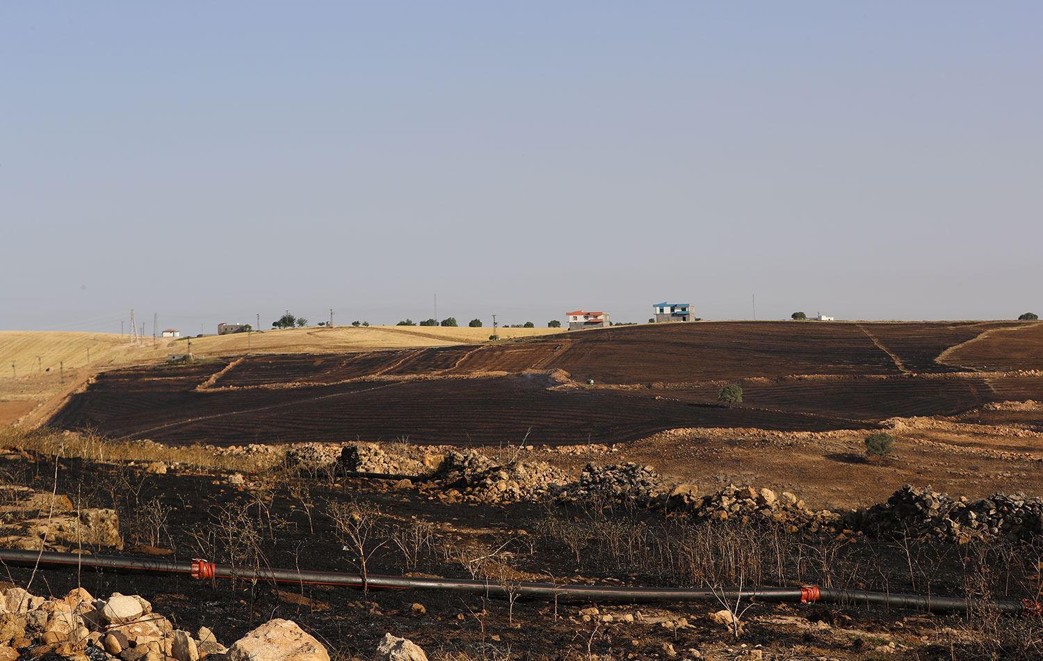 Diyarbakır Çınar'da yanan tarlalardan bir kare. / AA