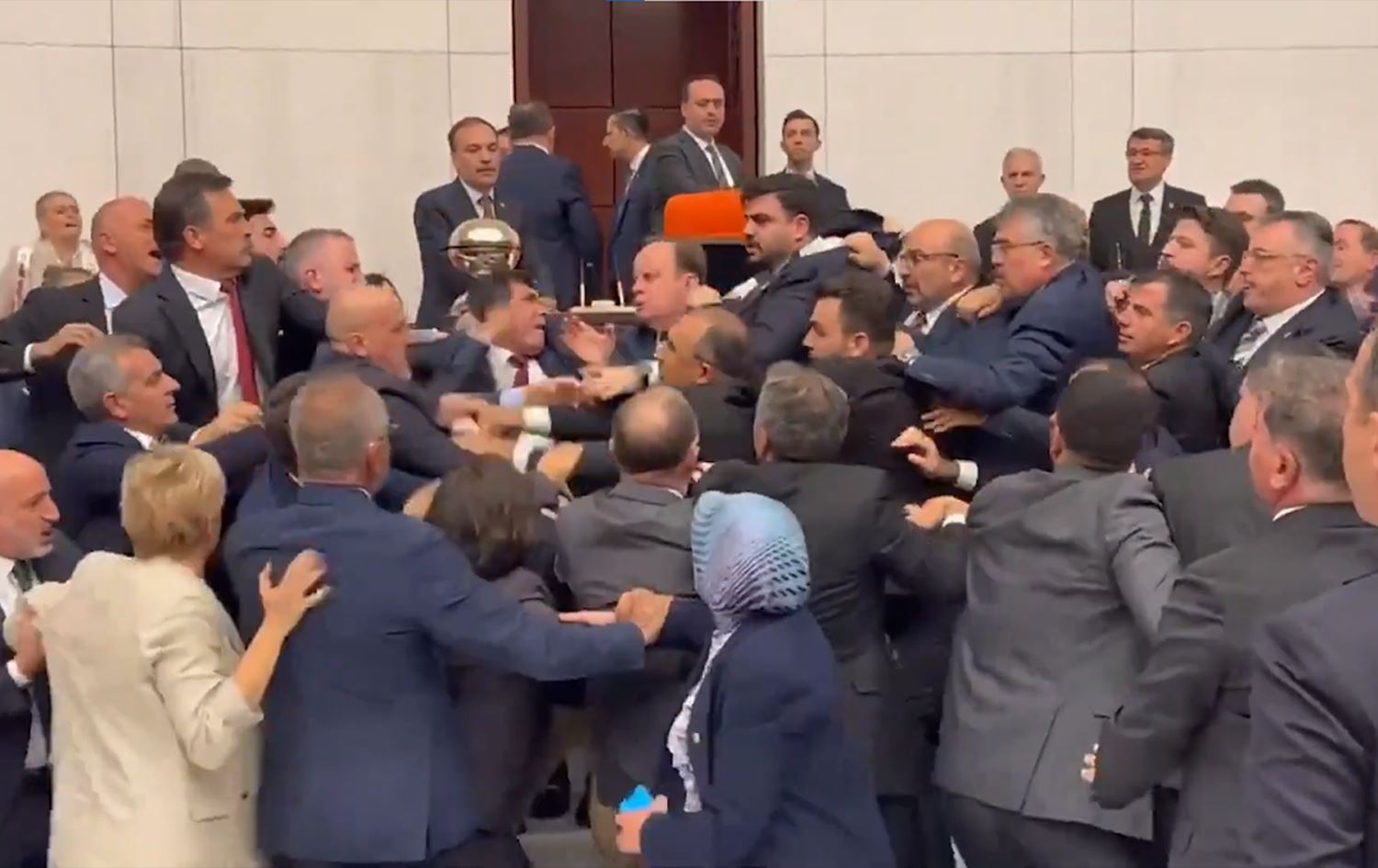 Brawl breaks out at Turkish parliament