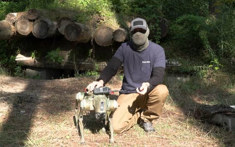Robot köpekleri eğiten Ukraynalı asker