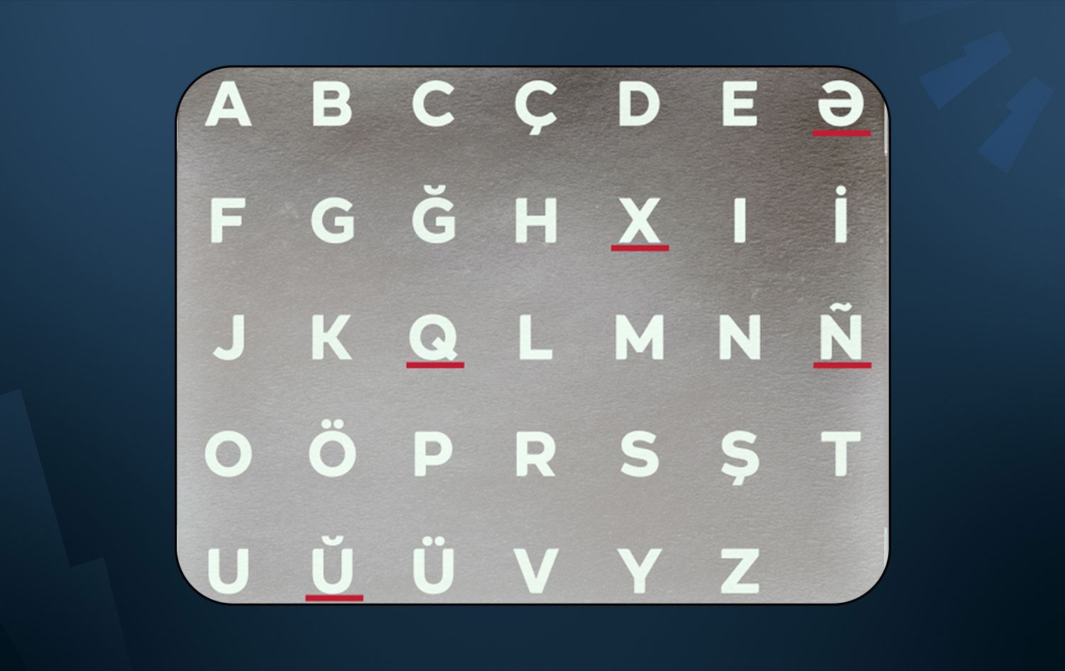 "Ortak Türk Alfabesi" adı verilen alfabede yer alan harfler