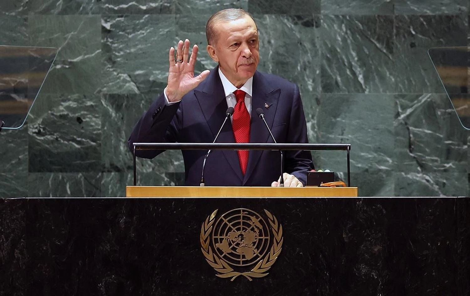 Foto: Türkiye Cumhurbaşkanı Recep Tayyip Erdoğan BM Genel Kurulu'na hitap ederken