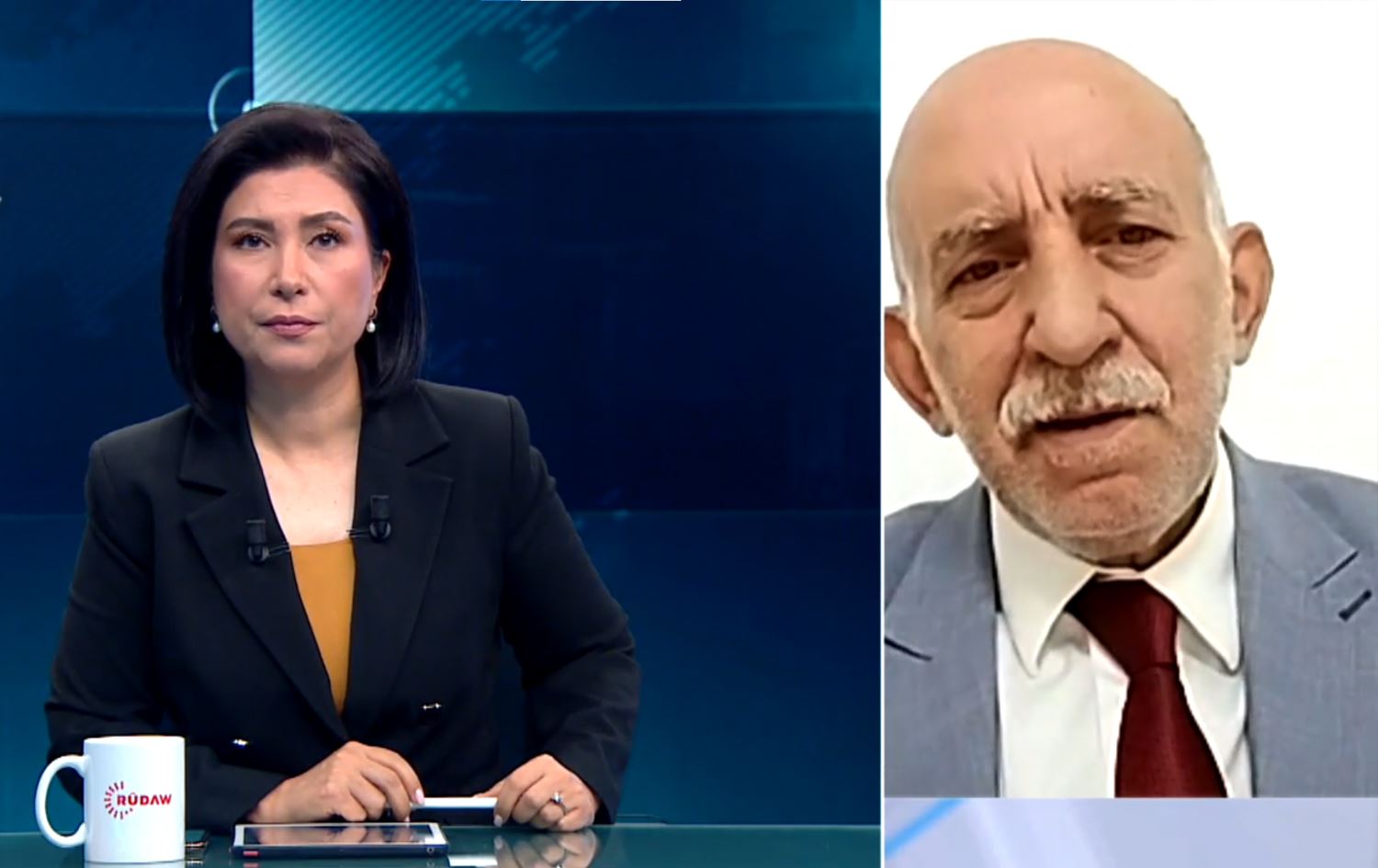 Abdurrahîm Temel bû mêvanê Bultena Bakur a Rûdawê ku Hêvîdar Zana pêşkêş dike/Wêne: Rûdaw Grafîk