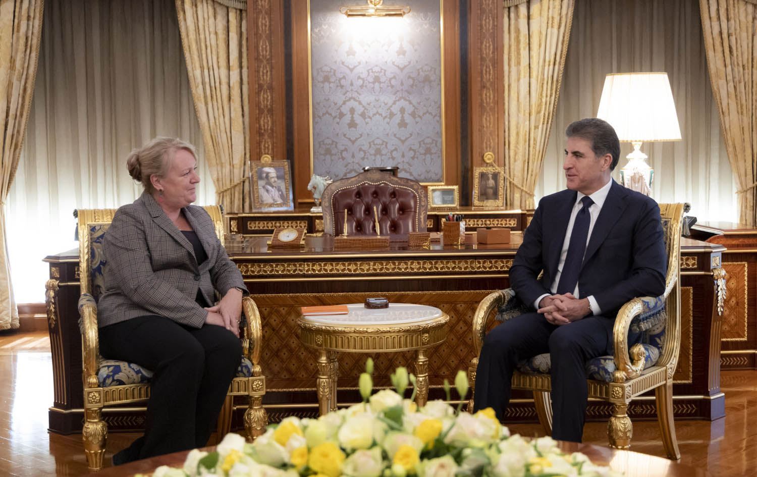 Janet Alberda û Nêçîrvan Barzanî civiyan / Wêne: Serokatiya Herêma Kurdistanê