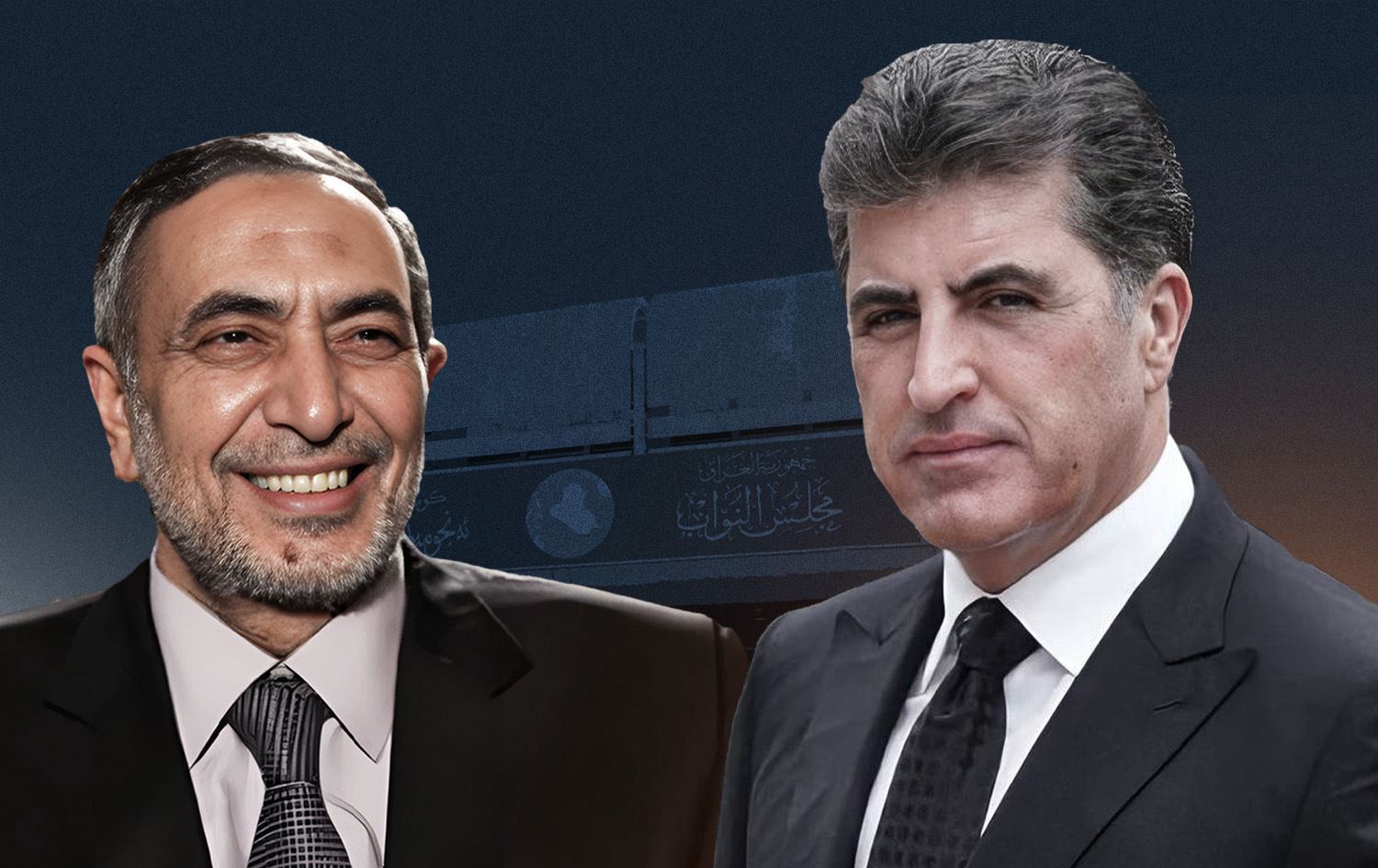 Nêçîrvan Barzanî û Mehmûd Meşhedanî\ Wêne: Rûdaw Grafîk