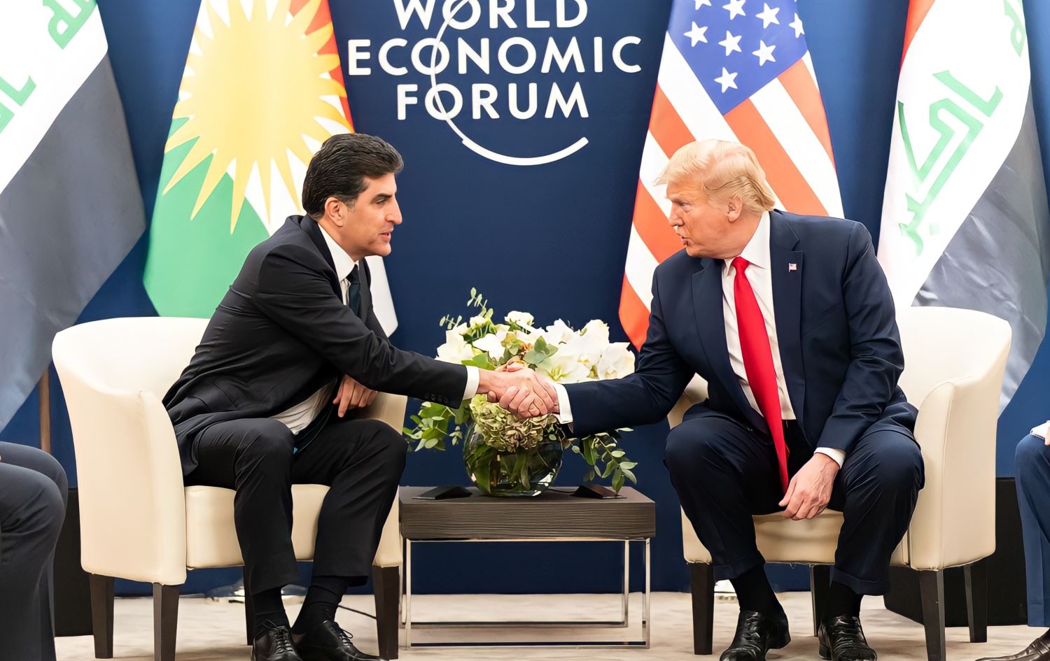 Başkan Neçirvan Barzani DAVOS zirvesinde dönemin ABD Başkanı Donald Trump ile 