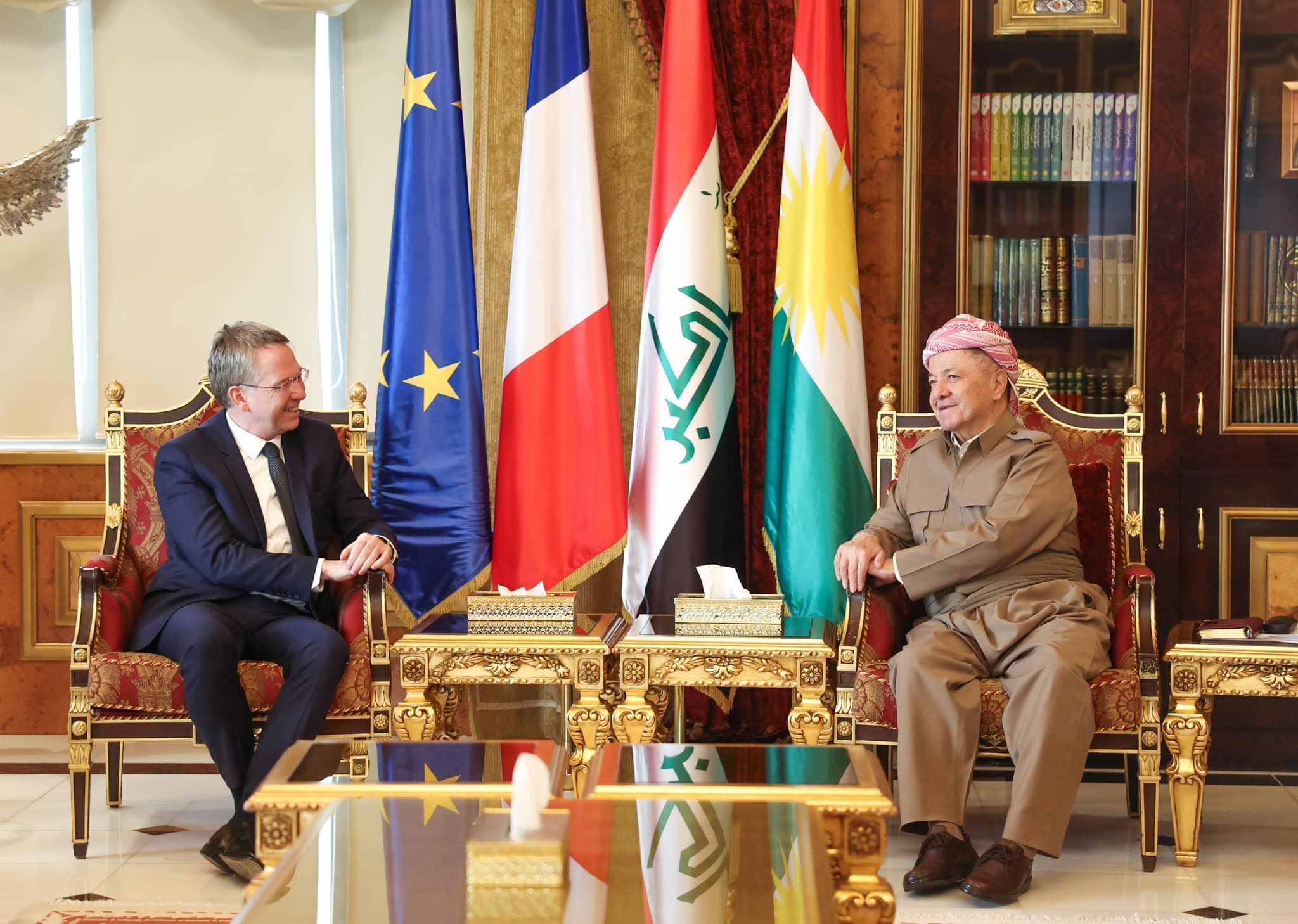 Serok Mesûd Barzanî û Patrick Durel \ Wêne: Baregeha Barzanî