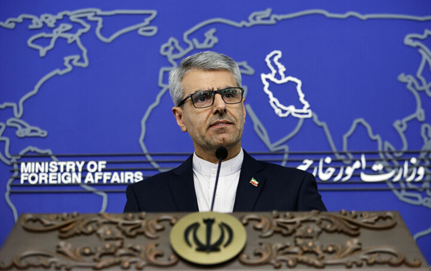 Esmaeil Baghaei, the spokesperson for the Iranian foreign ministry speaking during a pressi conference in Tehran on November 24, 2024. Photo: IRNA