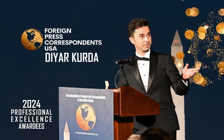 Rûdaw muhabiri Diyar Kurde, ABD’de ‘En İyi Yabancı Gazeteci’ ödülü aldı. / Foto: Rûdaw