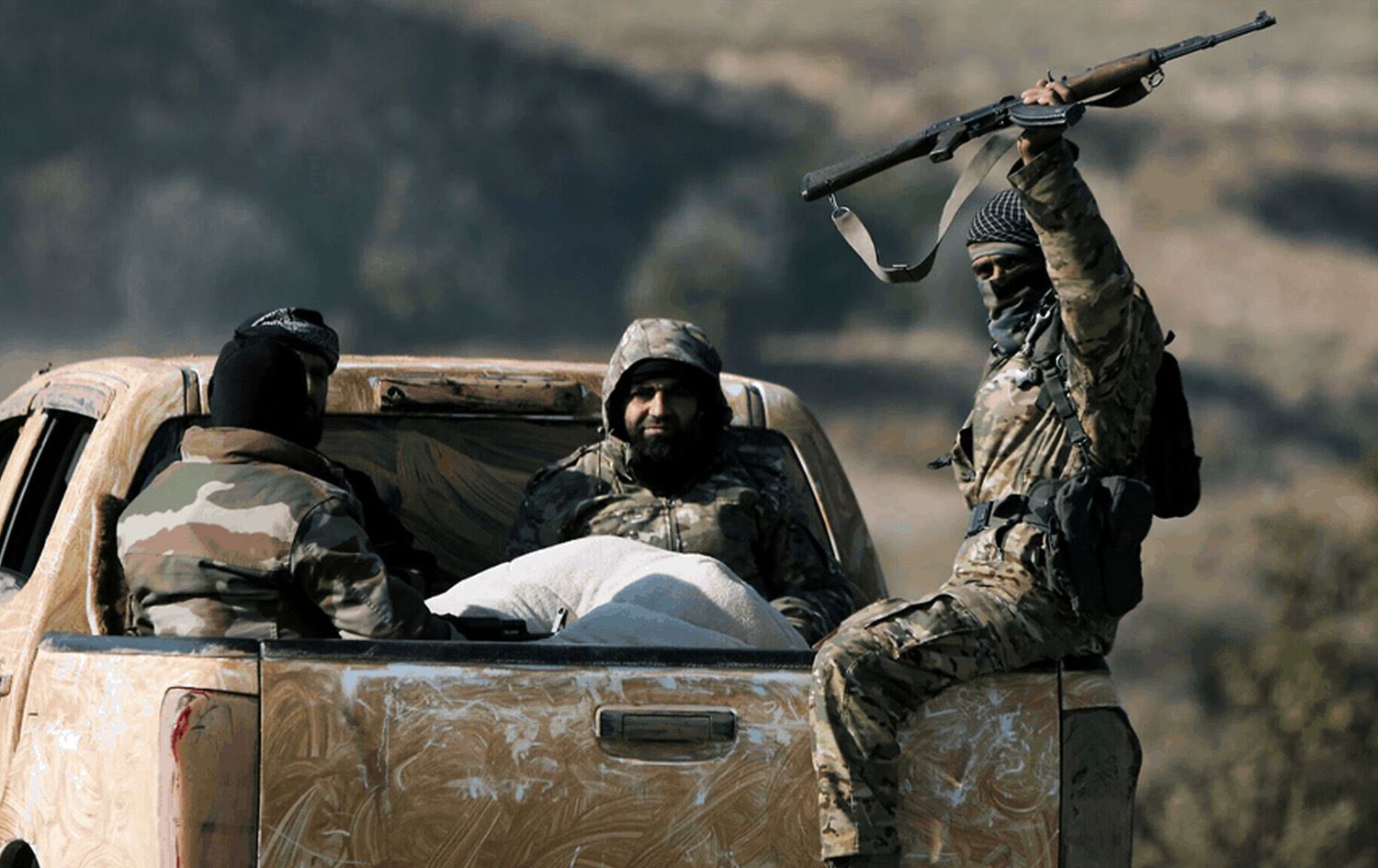 ژمارەیەک چەکداری ئۆپۆزیسیۆنی سووریا. وێنە: AFP