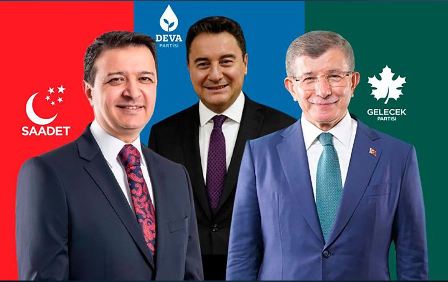 Serokê Partiya Saadetê Mahmut Arikan, Serokê Partiya DEVAyê Ali Babacan û Serokê Partiya Pêşerojê Ahmet Davutoglu / Wêne: Arşîv